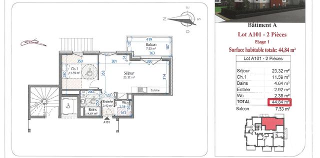 Appartement F2 à louer - 2 pièces - 44.84 m2 - HAGUENAU - 67 - ALSACE - Century 21 Pays Du Haut Barr